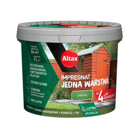 ALTAX Impregnat Jedna Warstwa Zielony 9 L